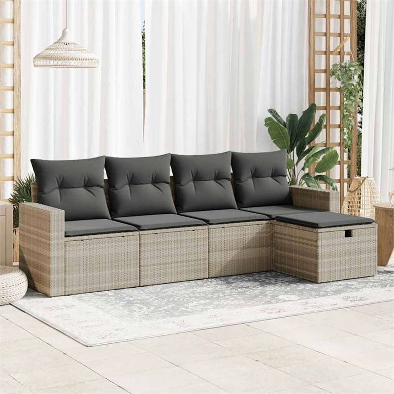 vidaXL 5 Piece Poly Rattan Sofa Set in Gray