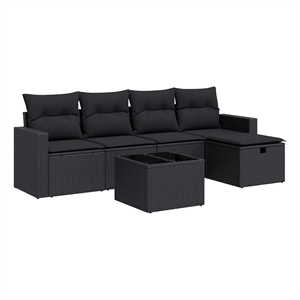 vidaXL 6 Piece Poly Rattan Sofa Set in Black