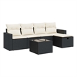 vidaXL 6 Piece Poly Rattan Sofa Set in Black/White/Cream