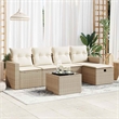 vidaXL 6 Piece Steel Small Sofa Set in White/Cream/Beige
