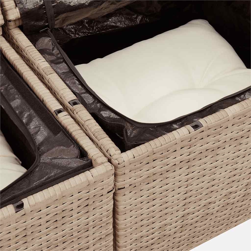 vidaXL 6 Piece Steel Small Sofa Set in White/Cream/Beige
