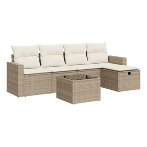 vidaXL 6 Piece Steel Small Sofa Set in White/Cream/Beige