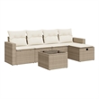 vidaXL 6 Piece Steel Small Sofa Set in White/Cream/Beige