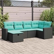 vidaXL Poly Rattan Small Sofa Set in Black/Blue