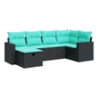 vidaXL Poly Rattan Small Sofa Set in Black/Blue