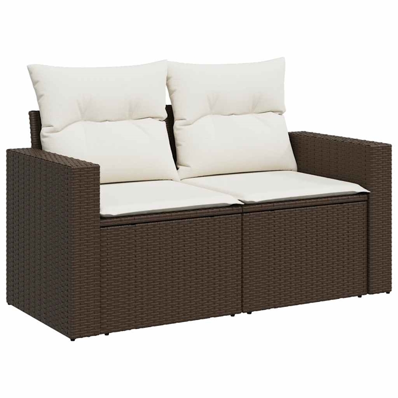 vidaXL 6 Piece Sofa Set in White/Brown/Cream
