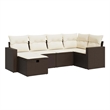 vidaXL 6 Piece Sofa Set in White/Brown/Cream