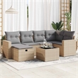 vidaXL 7 Piece Poly Rattan Sofa Set in Beige