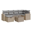 vidaXL 7 Piece Poly Rattan Sofa Set in Beige