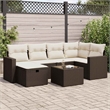 vidaXL 7 Piece Poly Rattan Large Sofa Set in Brown