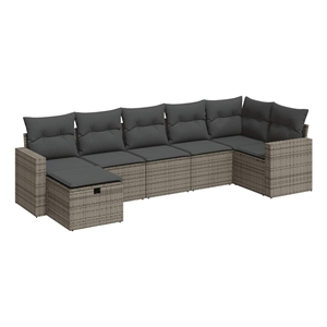 vidaXL 7 Piece Poly Rattan Sofa Set in Gray