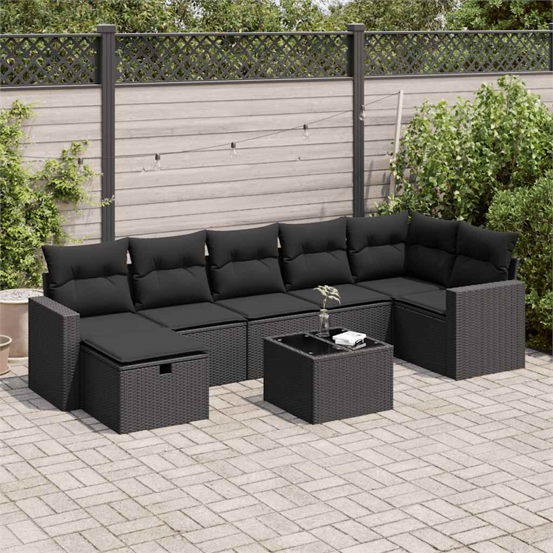 vidaXL 8 Piece Poly Rattan Sofa Set in Black