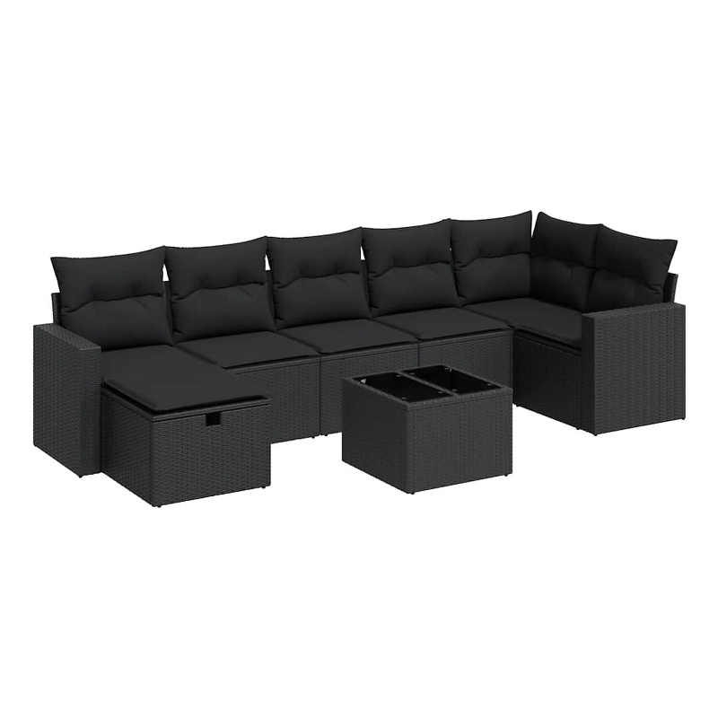 vidaXL 8 Piece Poly Rattan Sofa Set in Black