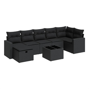 vidaXL 8 Piece Poly Rattan Sofa Set in Black