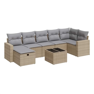 vidaXL 8 Piece Poly Rattan Sofa Set in Gray/Beige