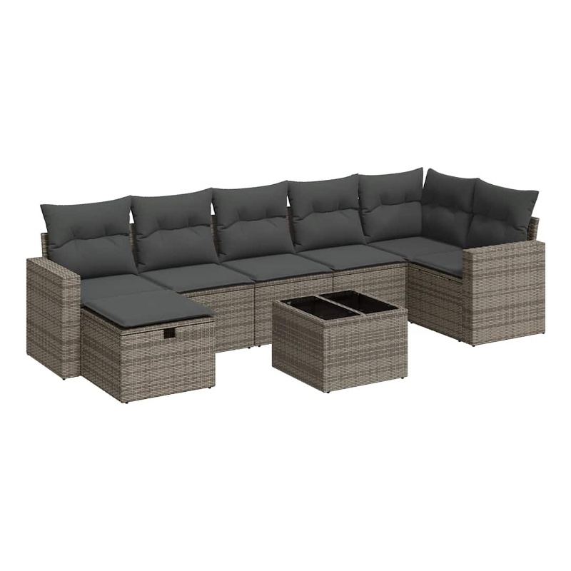 vidaXL 8 Piece Steel Small Sofa Set in Gray