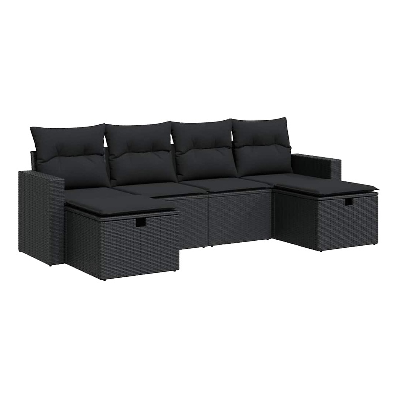 vidaXL 6 Piece Steel Sofa Set in Black