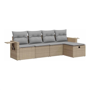 vidaXL 5 Piece Large Sofa Set w/ Removable Covers in Beige