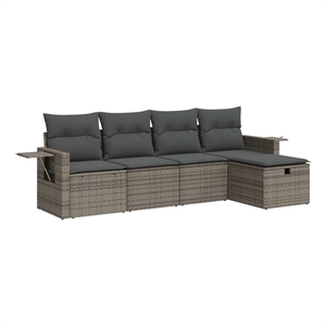 vidaXL 5 Piece Poly Rattan Sofa Set in Gray