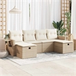 vidaXL 6 Piece Poly Rattan Sofa Set in Beige