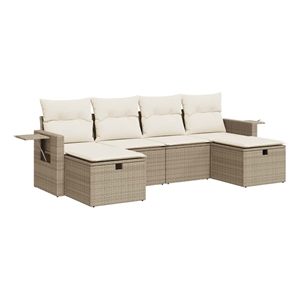 vidaXL 6 Piece Poly Rattan Sofa Set in Beige