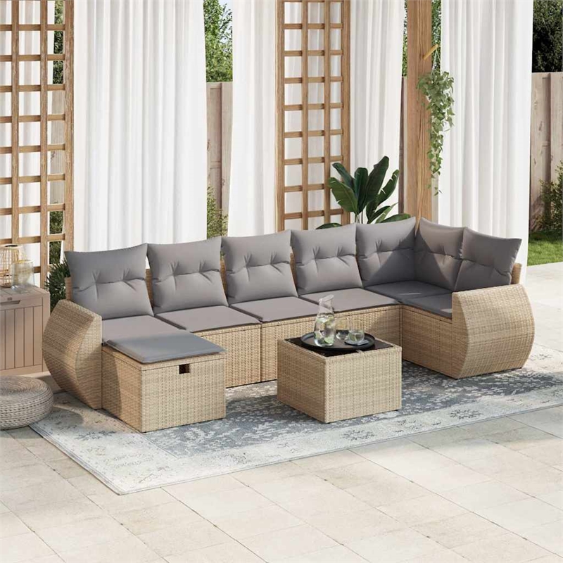vidaXL 8 Piece Sofa Set in Beige