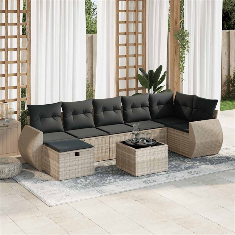 vidaXL 8 Piece Poly Rattan Sofa Set in Gray