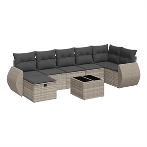vidaXL 8 Piece Poly Rattan Sofa Set in Gray