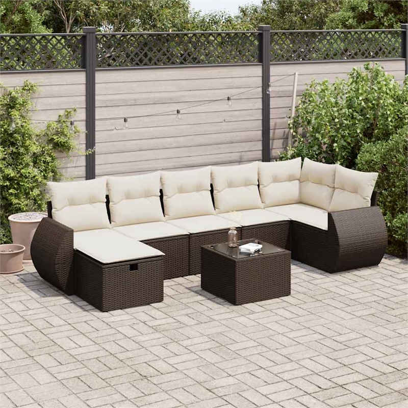 vidaXL 8 Piece Sofa Set in Brown