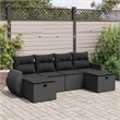 vidaXL 6 Piece Poly Rattan Large Sofa Set in Black