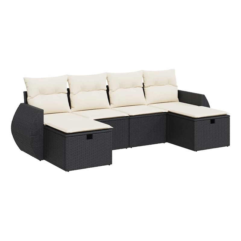 vidaXL 6 Piece Poly Rattan Sofa Set in Black