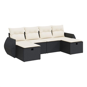 vidaXL 6 Piece Poly Rattan Sofa Set in Black