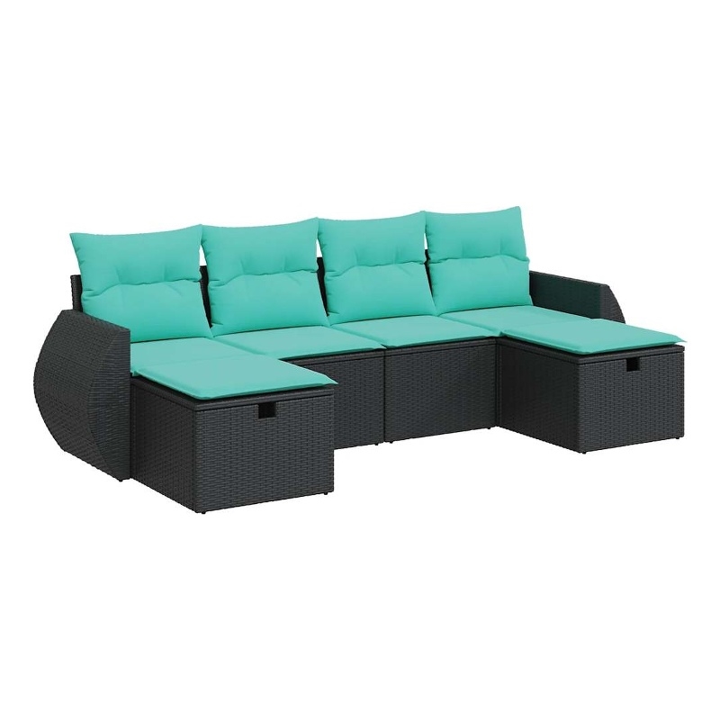 vidaXL 6 Piece Steel Sofa Set in Black/Blue