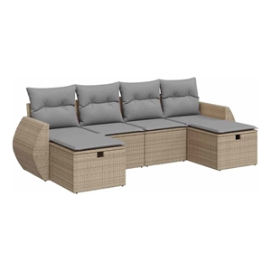 vidaXL 6 Piece Poly Rattan Sofa Set in Beige