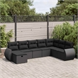 vidaXL 8 Piece Poly Rattan Large Sofa Set in Black