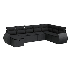 vidaXL 8 Piece Poly Rattan Large Sofa Set in Black