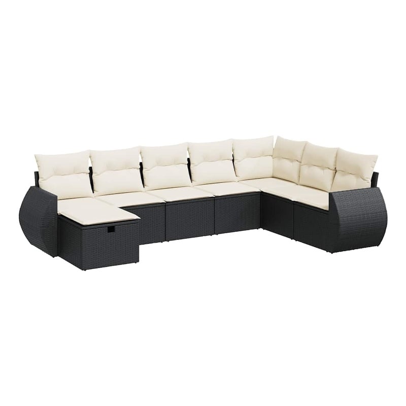 vidaXL 8 Piece Sofa Set in Black/White/Cream