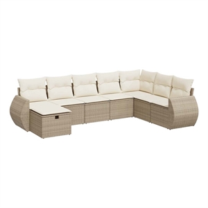 vidaXL 8 Piece Poly Rattan Sofa Set in Beige