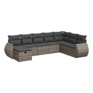 vidaXL 8 Piece Poly Rattan Large Sofa Set w/ Removable Covers in Gray