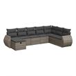 vidaXL 8 Piece Poly Rattan Large Sofa Set w/ Removable Covers in Gray