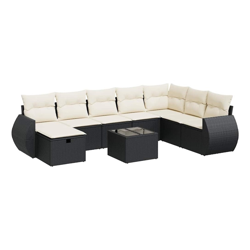 vidaXL 9 Piece Steel Sofa Set in Black