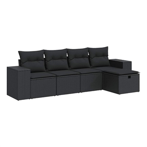 vidaXL 5 Piece Poly Rattan Sofa Set in Black