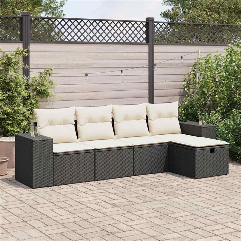 vidaXL 5 Piece Steel Small Sofa Set in Black