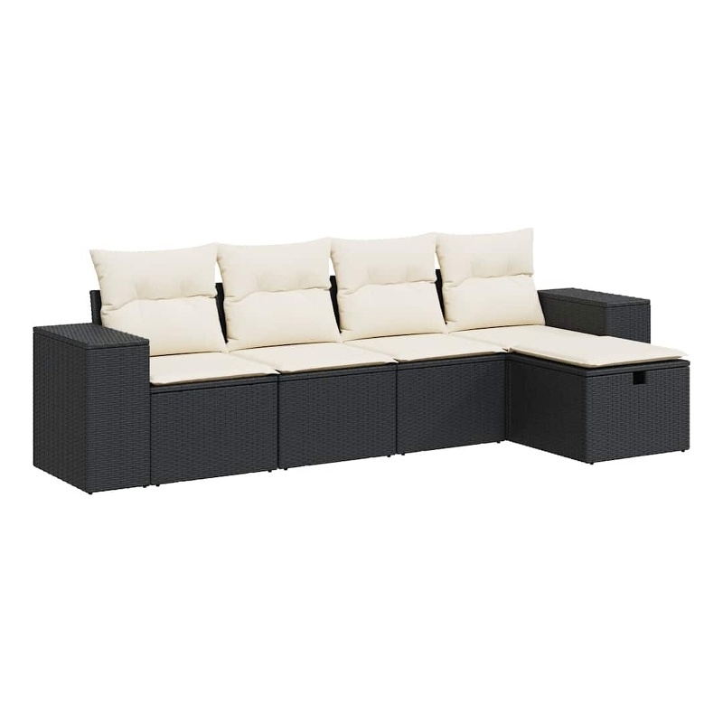 vidaXL 5 Piece Steel Small Sofa Set in Black
