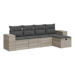 vidaXL 5 Piece Poly Rattan Sofa Set in Gray