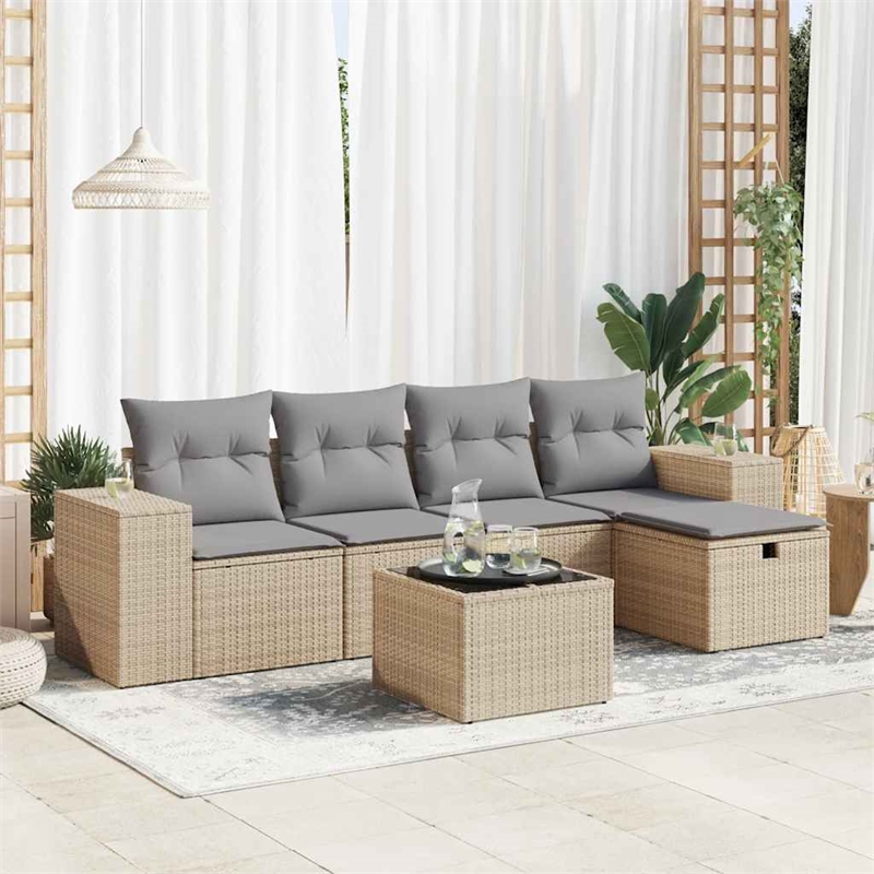vidaXL 6 Piece Large Sofa Set in Beige