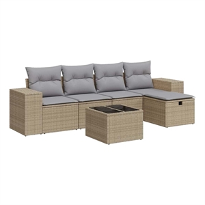 vidaXL 6 Piece Large Sofa Set in Beige