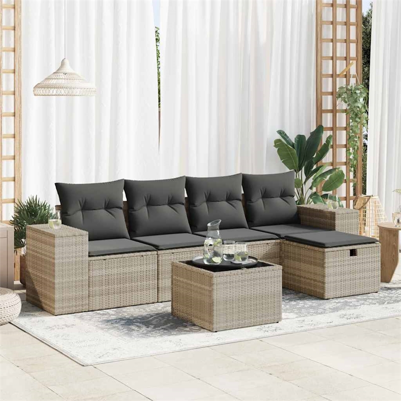 vidaXL 6 Piece Steel Sofa Set in Gray
