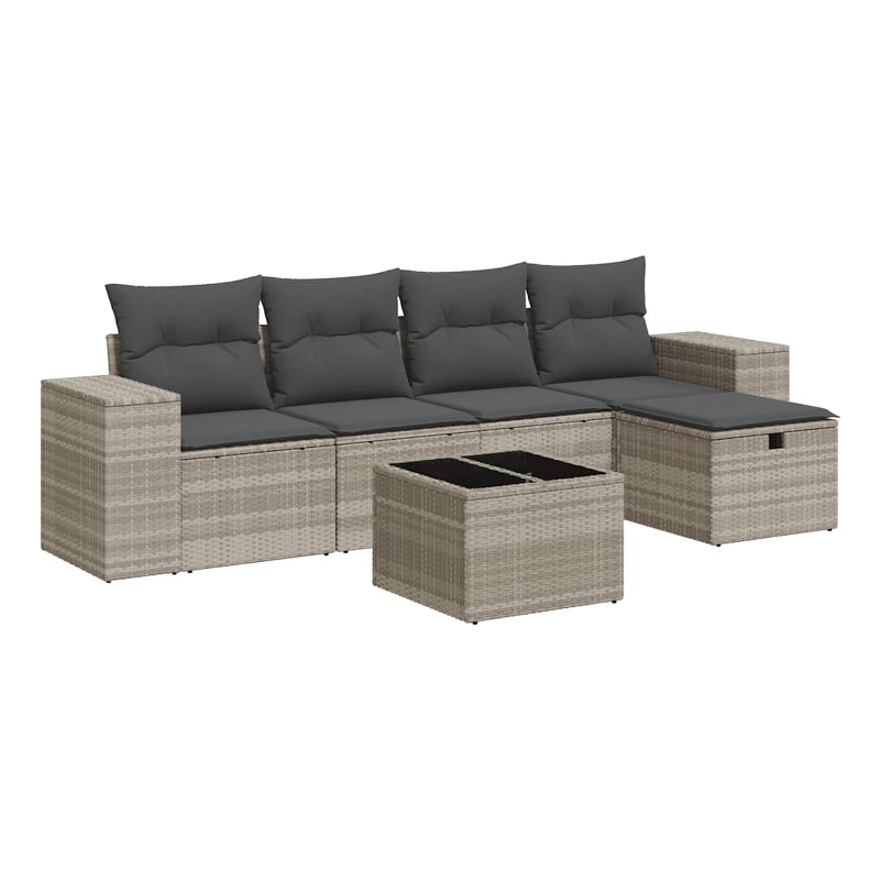 vidaXL 6 Piece Steel Sofa Set in Gray