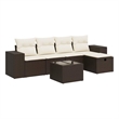 vidaXL Poly Rattan Sofa Set in White/Brown/Cream